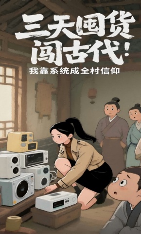 短剧《三天囤货闯古代：我靠系统成全村信仰》海报