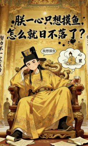 短剧《朕一心只想摸鱼，怎么就日不落了？》海报