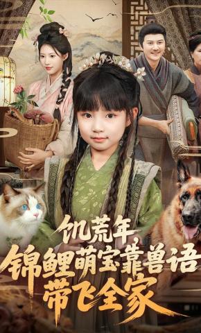 短剧《饥荒年，锦鲤萌宝靠兽语带飞全家》海报