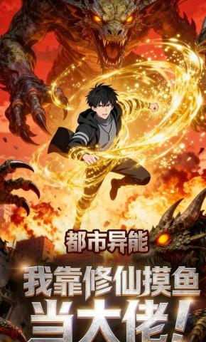 短剧《都市异能，我靠修仙摸鱼当大佬》海报