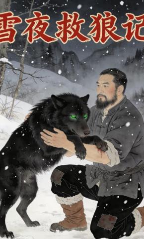 短剧《雪夜救狼记》海报
