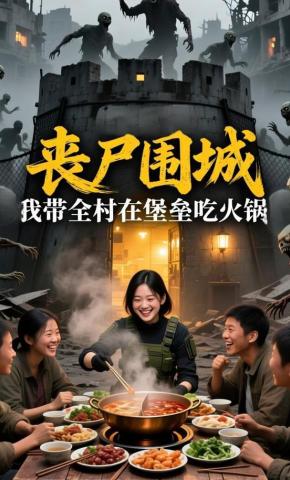 短剧《丧尸围城？我带全村在堡垒吃火锅》海报