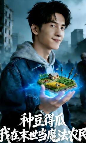短剧《种豆得瓜，我在末世当魔法农民》海报