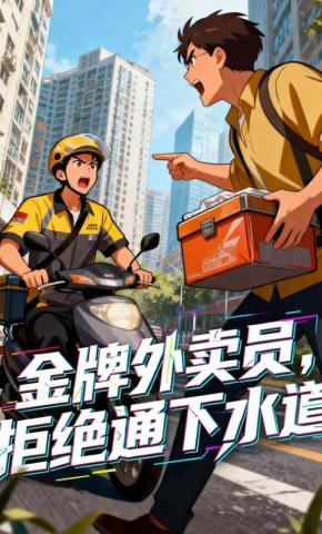 短剧《金牌外卖员，拒绝通下水道》海报
