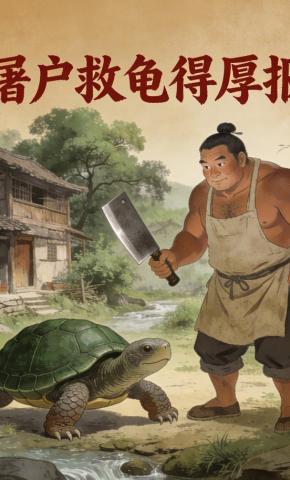 短剧《屠户救龟得厚报》海报