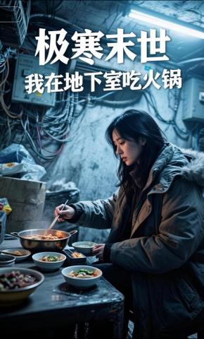 短剧《极寒末世，我在地下室吃火锅》海报