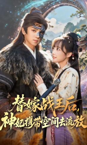 短剧《替嫁战王后，神妃携带空间去流放》海报