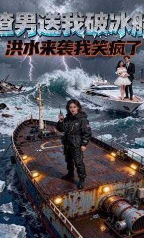 短剧《渣男送我破冰船，洪水来袭我笑疯了》海报