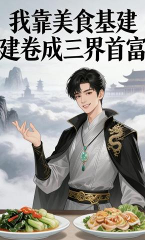 短剧《我靠美食基建卷成三界首富》海报