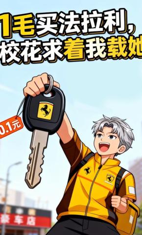 短剧《1毛买法拉利，校花求着我载她》海报