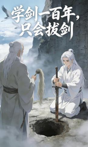 短剧《学剑一百年，只会拔剑》海报