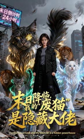 短剧《末日降临，我的“废猫”是隐藏大佬》海报