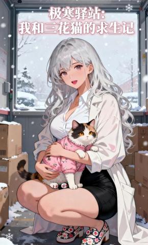 短剧《极寒驿站：我和三花猫的求生记》海报