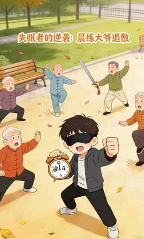 短剧《失眠者的逆袭：晨练大爷退散》海报