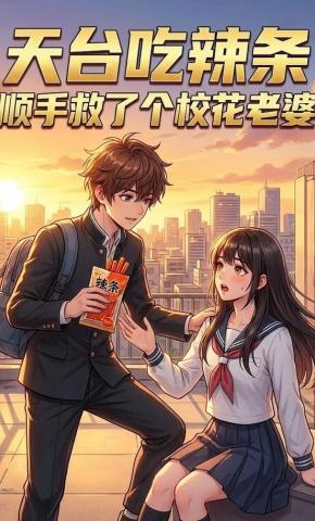 短剧《天台吃辣条，顺手救了个校花老婆》海报