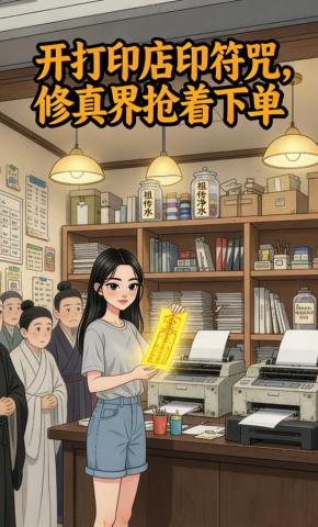 短剧《开打印店印符咒，修真界抢着下单》海报