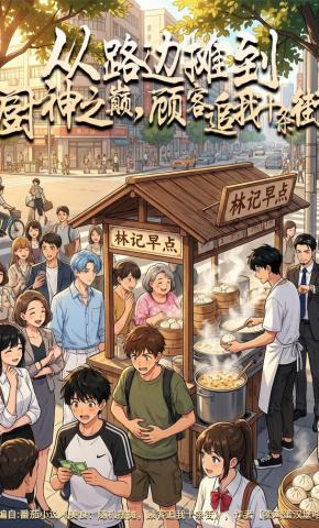 短剧《从路边摊到厨神之巅，顾客追我十条街》海报