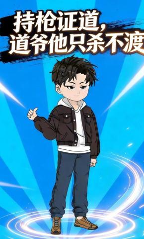 短剧《持枪证道，道爷他只杀不渡》海报