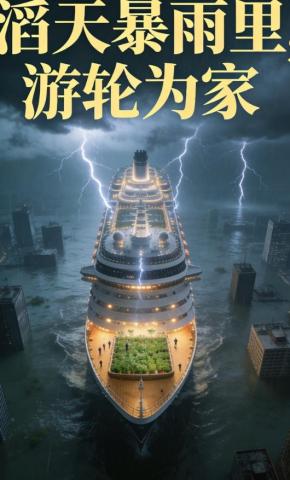 短剧《滔天暴雨里，游轮为家》海报