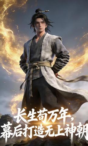 短剧《长生苟万年，幕后打造无上神朝》海报