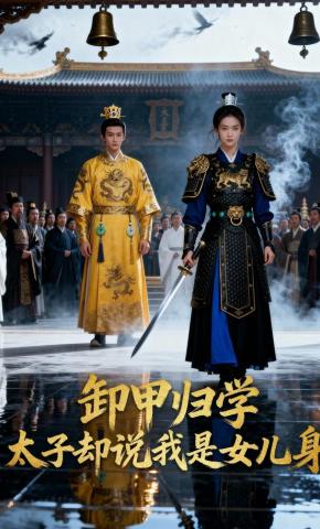 短剧《卸甲归学，太子却说我是女儿身》海报