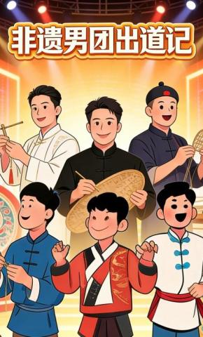 短剧《非遗男团出道记》海报