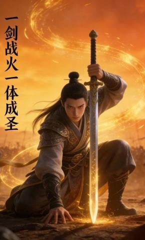 短剧《一剑战火一体成圣》海报