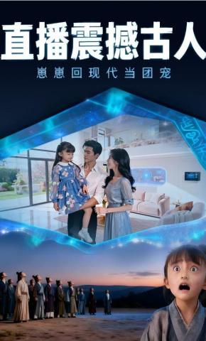 短剧《直播震撼古人，崽崽回现代当团宠》海报