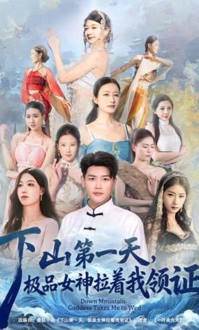 短剧《下山第一天，极品女神拉着我领证》海报