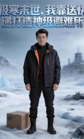 短剧《极寒末世，我靠送快递打造神级避难所》海报