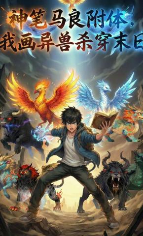 短剧《神笔马良附体，我画异兽杀穿末日》海报