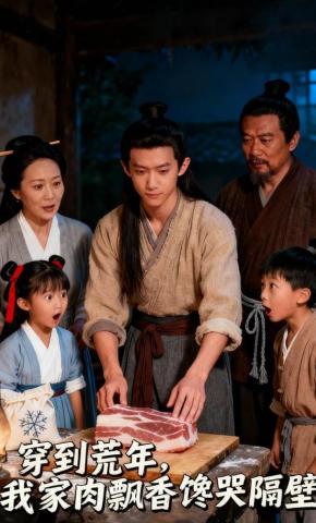 短剧《穿到荒年，我家肉飘香馋哭隔壁》海报