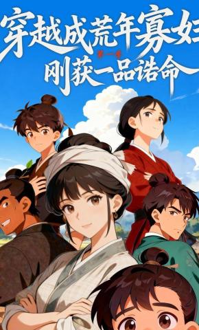 短剧《穿越成荒年寡妇，刚获一品诰命》海报