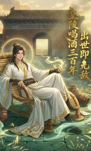 短剧《皇陵喝酒三百年，出世即无敌》海报