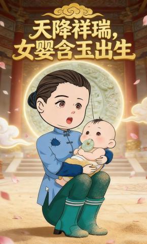 短剧《天降祥瑞，女婴含玉出生》海报