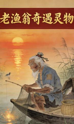 短剧《老渔翁奇遇灵物》海报