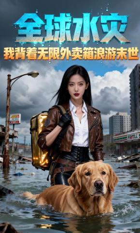 短剧《全球水灾：我背着无限外卖箱浪游末世》海报