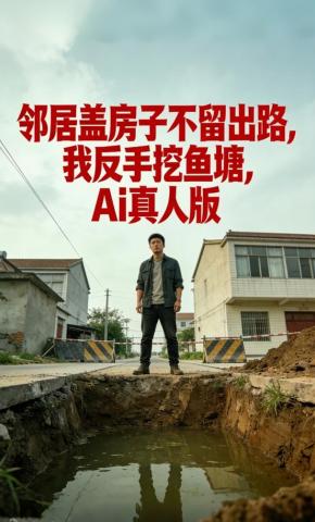 短剧《邻居盖房子不留出路我反手挖鱼塘Ai真人版》海报