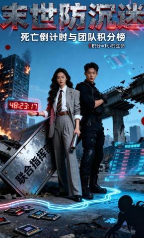短剧《末世防沉迷：死亡倒计时与团队积分榜》海报