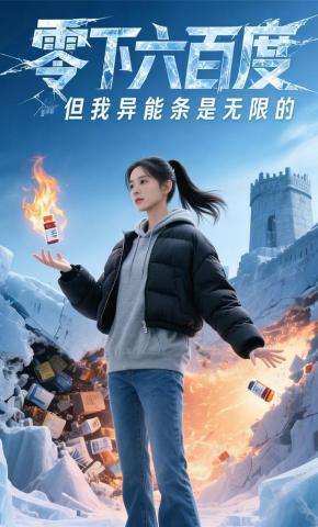 短剧《零下六百度，但我异能条是无限的》海报