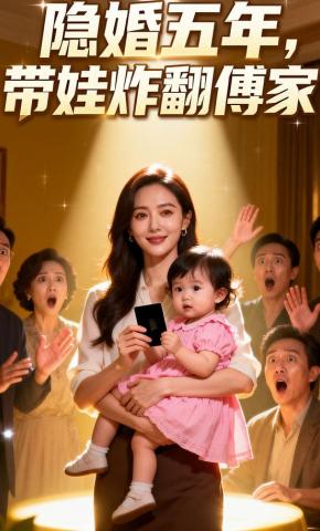 短剧《隐婚五年，带娃炸翻傅家》海报