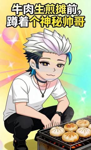 短剧《牛肉生煎摊前，蹲着个神秘帅哥》海报