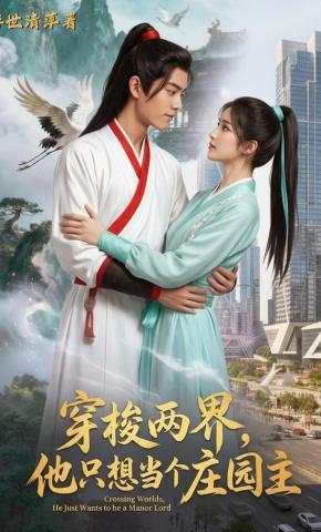 短剧《穿梭两界：他只想当个庄园主》海报