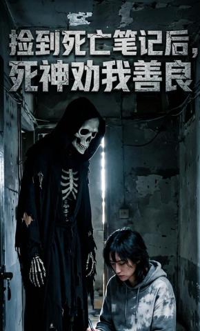 短剧《捡到死亡笔记后，死神劝我善良》海报