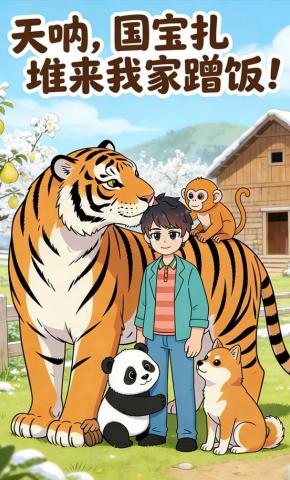短剧《天呐，国宝扎堆来我家蹭饭！》海报