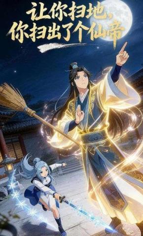 短剧《让你扫地，你扫出了个仙帝》海报