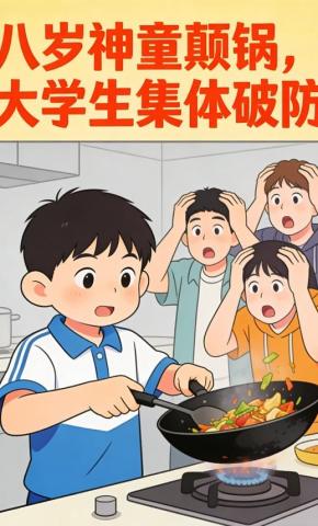 短剧《八岁神童颠锅，大学生集体破防》海报