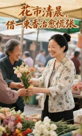 短剧《花市清晨，借一束香治愈慌张》海报