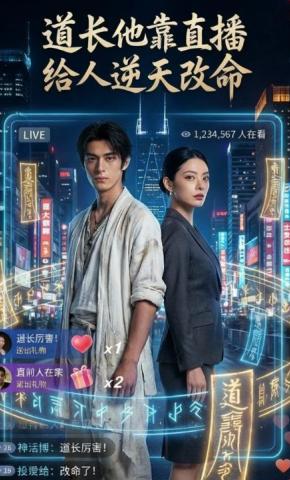 短剧《道长他靠直播给人逆天改命》海报