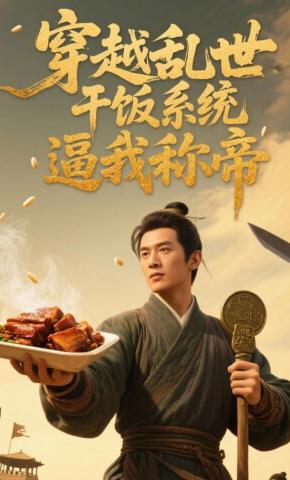 短剧《穿越乱世，干饭系统逼我称帝》海报